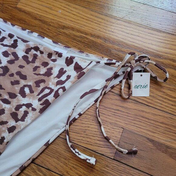 NWT AERIE | Cheekiest Leopard Side Tie Bikini Swim Bottom | Sz. L - Picture 2 of 7